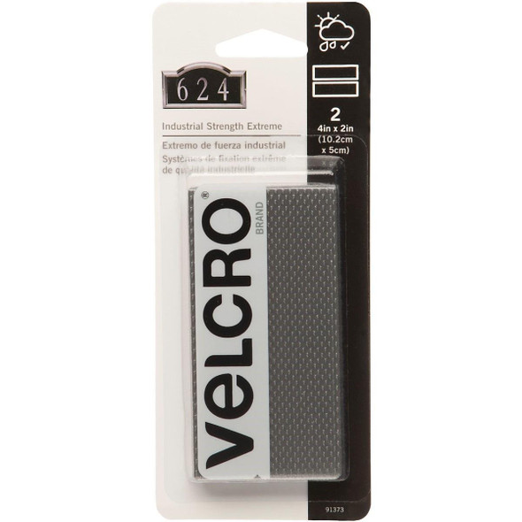 91373 VELCRO Brand Industrial Strength Extreme Black 2 In. x 4 In. Adhesive Hook & Loop Strip (2 Ct.)