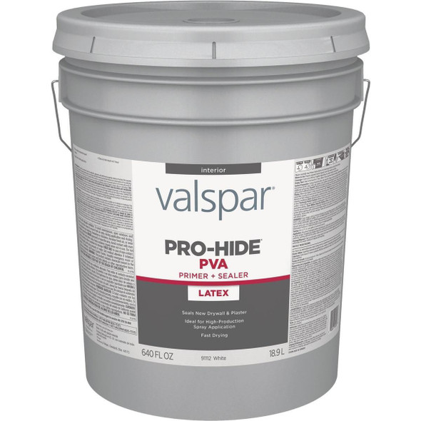 028.0091112.008 Valspar Pro-Hide PVA Interior Latex Drywall Primer, White, 5 Gal.