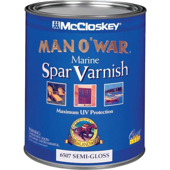 080.0006507.005 McCloskey Man O'War VOC Semi-Gloss Spar Interior & Exterior Varnish, Quart