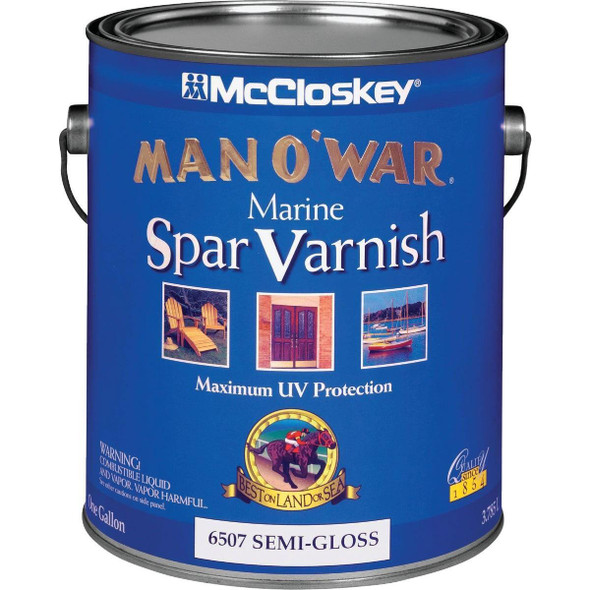 080.0006507.007 McCloskey Man O'War VOC Semi-Gloss Spar Interior & Exterior Varnish, Gallon