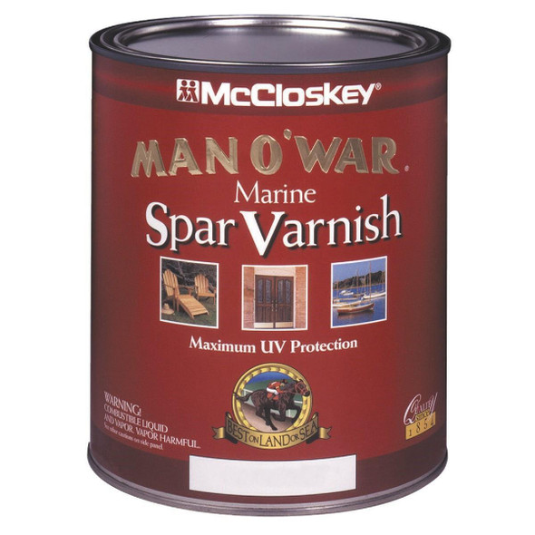 080.0007505.005 McCloskey Man O'War Satin Marine Interior & Exterior Varnish, Quart