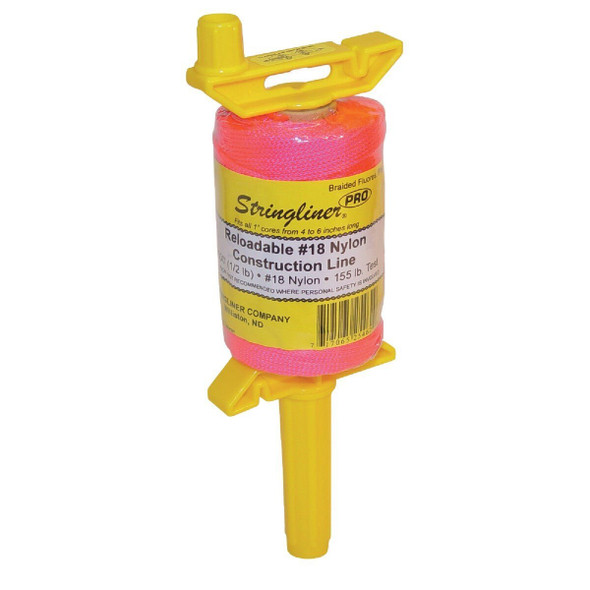 25462 Stringliner PRO 500 Ft. Fluorescent Pink Braided Nylon Mason Line Reel