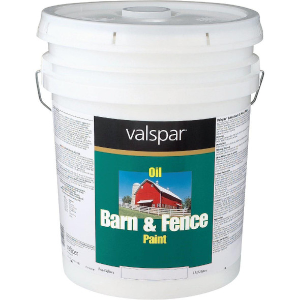 018.2125-11.008 Valspar Oil Paint & Primer In One Low Sheen Barn & Fence Paint, Red, 5 Gal.