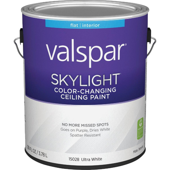 028.0015028.007 Valspar Color Changing Latex Flat Ceiling Paint, White, 1 Gal.