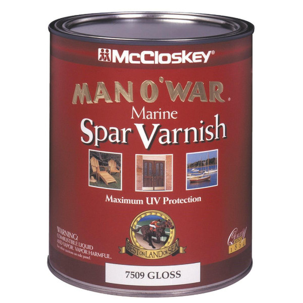 080.0007509.005 McCloskey Man O'War Gloss Spar Marine Interior & Exterior Varnish, Quart