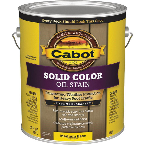 140.0001608.007 Cabot Solid Color Oil Deck Stain, Medium Base, 1 Gal.