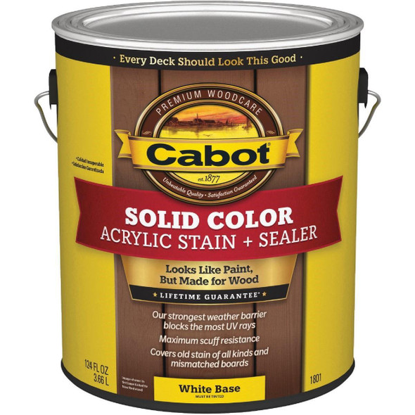 140.0001801.007 Cabot Solid Color Acrylic Deck Stain, White Base, 1 Gal.