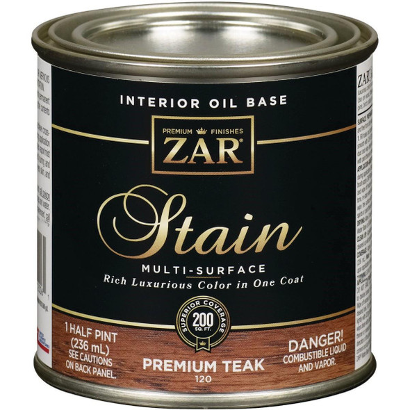 12006 ZAR Oil-Based Wood Stain, Premium Teak, 1/2 Pt.