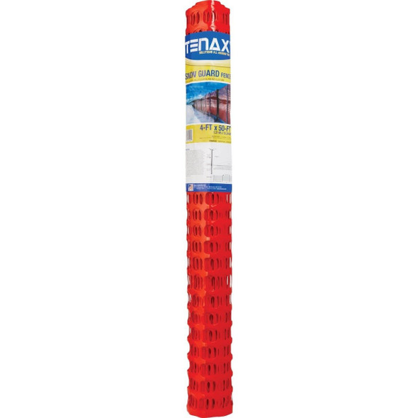 82119004 Tenax Sno-Guard 4 Ft. H. x 50 Ft. L. Polyethylene Snow Safety Fence, Orange