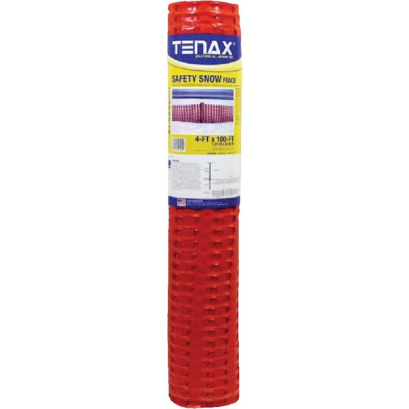 90600104 Tenax Saf-T-Sno 4 Ft. H. x 100 Ft. L. Polyethylene Snow Safety Fence, Orange