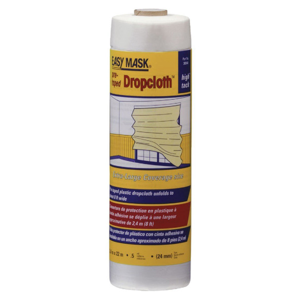 396490 Trimaco Easy Mask Pre-Taped Plastic 8 Ft. x 75 Ft. 1/2 mil Drop Cloth