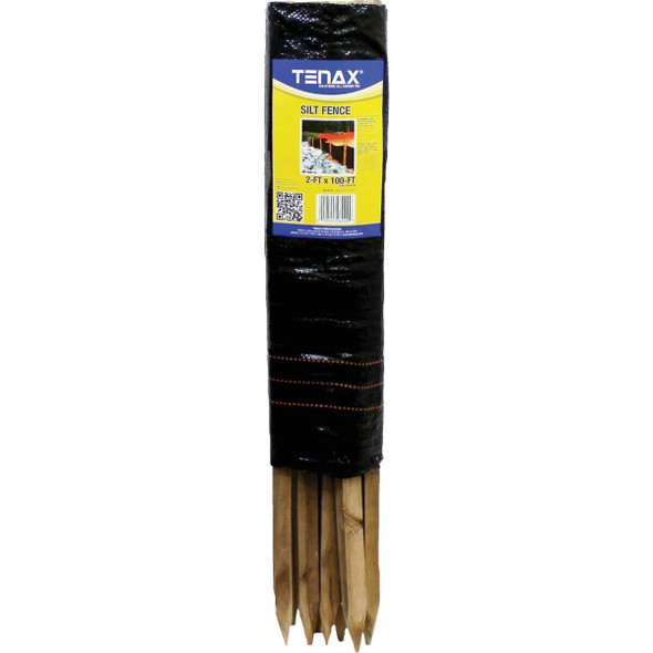 31900500 Tenax 2 Ft. H. x 100 Ft. L. Preassembled Black Woven Geotextile Silt Fence