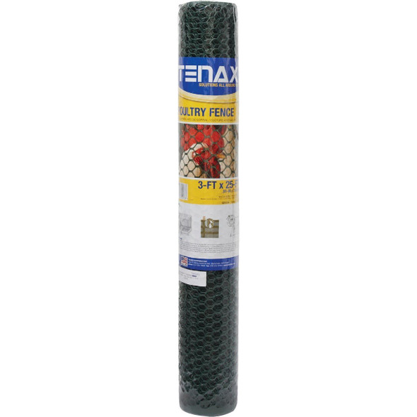 72121128 Tenax 3/4 In. x 3 Ft. H. x 25 Ft. L. Hexagonal Plastic Poultry Netting Fence, Green