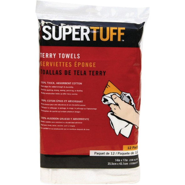 10750 Trimaco SuperTuff 14 In. x 17 In. White Terry Cloth Towels (12-Pack)