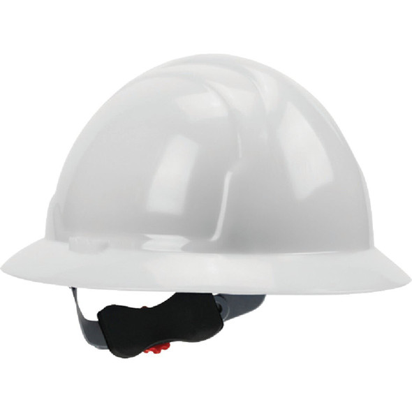 SWX00358 Safety Works White Full Brim Wheel Ratchet Hard Hat