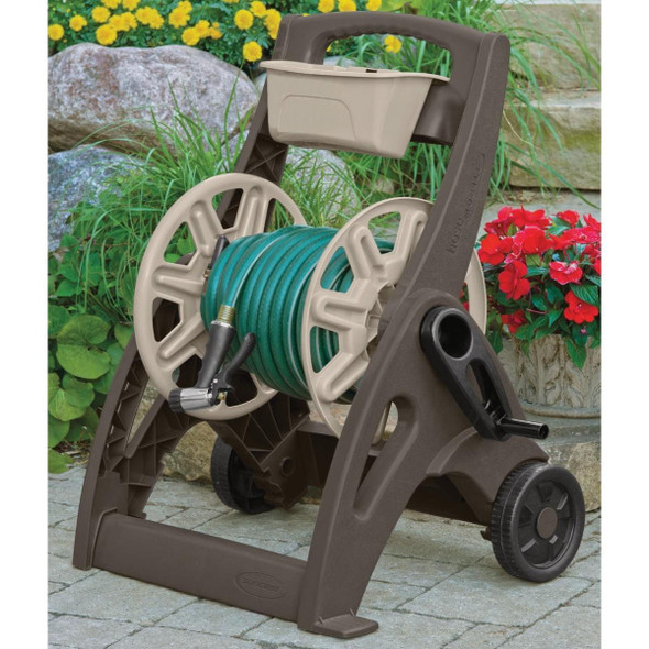 SFB200B Suncast 225 Ft. x 5/8 In. Taupe & Bronze Hosemobile Resin Hose Reel with Storage Bin