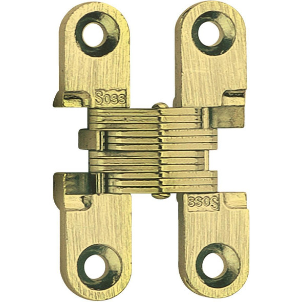 101CUS4 SOSS Satin Brass 3/8 In. x 1-11/16 In. Invisible Hinge, (2-Pack)