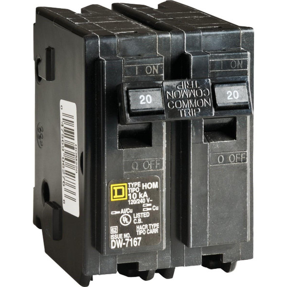 HOM220C Square D Homeline 20A Double-Pole Standard Trip Circuit Breaker