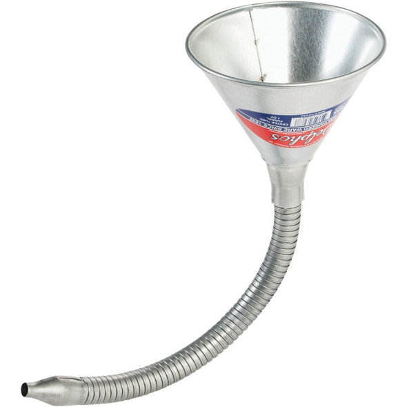 495 Delphos 1 Qt. Galvanized Steel Transmission Funnel with Flexible Spout