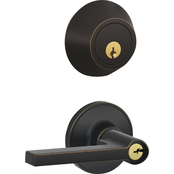 JC60VSOL716 Dexter Solstice Aged Bronze Single Cylinder Deadbolt & Door Lever Combo