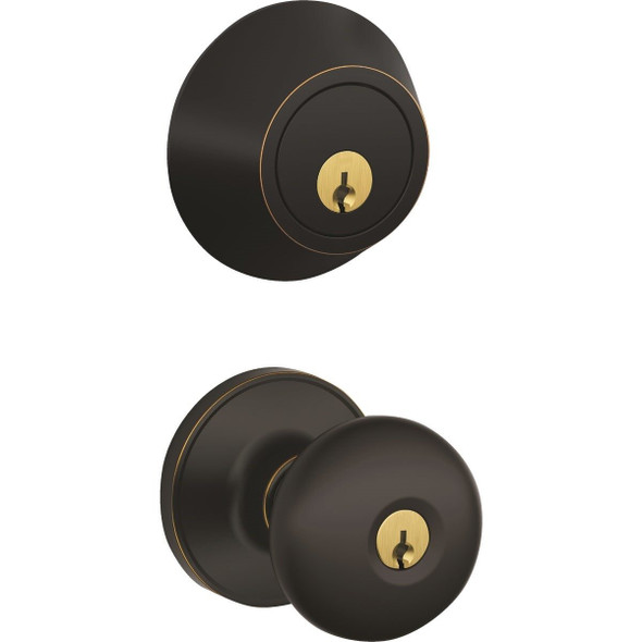 JC60VSTR716 Dexter Stratus Aged Bronze Single Cylinder Deadbolt & Door Knob Combo