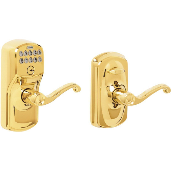 FE595VPLYXFLA505 Schlage Plymouth Bright Brass Electronic Keypad Entry Lock