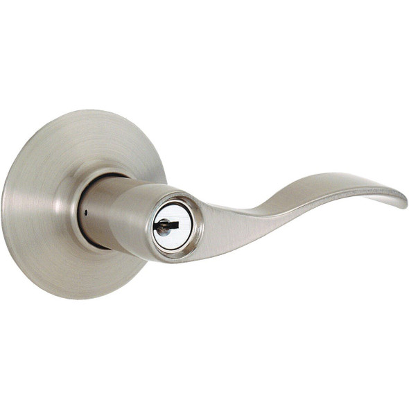 F51AACC619 Schlage Satin Nickel Accent Entry Door Lever