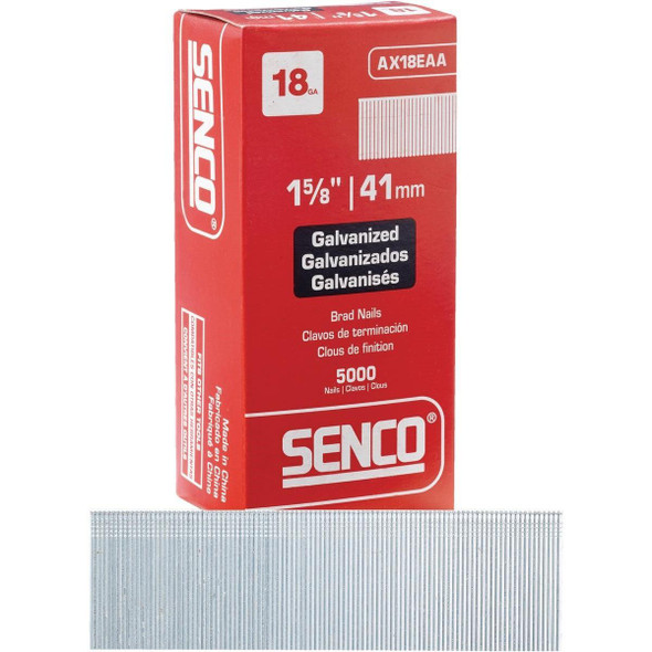 AX18EAA Senco 18-Gauge Galvanized Medium Head Brad Nail, 1-5/8 In. (5000 Ct.)