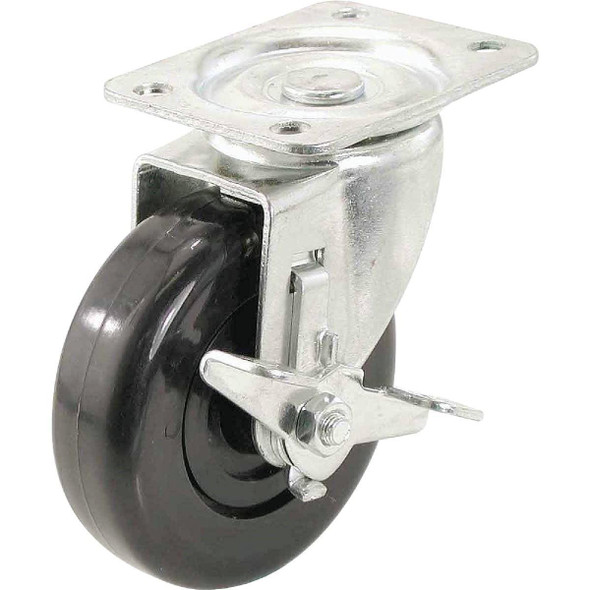 3116 Shepherd 4 In. General-Duty Soft Rubber Swivel Plate Caster with Brake