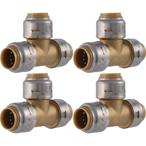 UR362A4 SharkBite 1/2 In. x 1/2 In. x 1/2 In. Brass Push-to-Connect Tee (4-Pack)