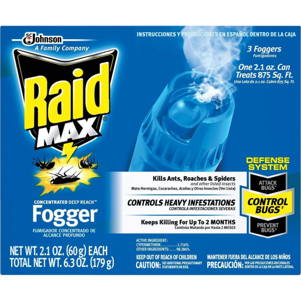 12565 Raid Max Concentrated Deep Reach 2.1 Oz. Indoor Insect Fogger (3-Pack)