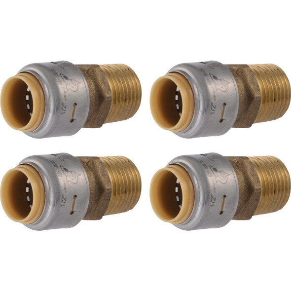UR120A4 SharkBite 1/2 In. x 1/2 In. MNPT Straight Brass Push-to-Connect Male Adapter (4-Pack)