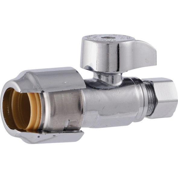 UR23037 SharkBite 1/2 In. x 3/8 In. Compression Brass Straight Stop Valve