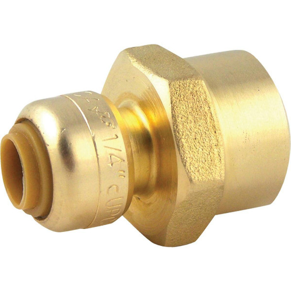 U066LFA SharkBite 1/4 In. (3/8 In. OD) x 1/2 In. FNPT Reducing Brass Push-to-Connect Female Adapter