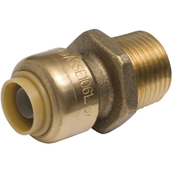 U110LFA SharkBite 1/4 In. x 1/2 In. MNPT Reducing Brass Push-to-Connect Male Adapter