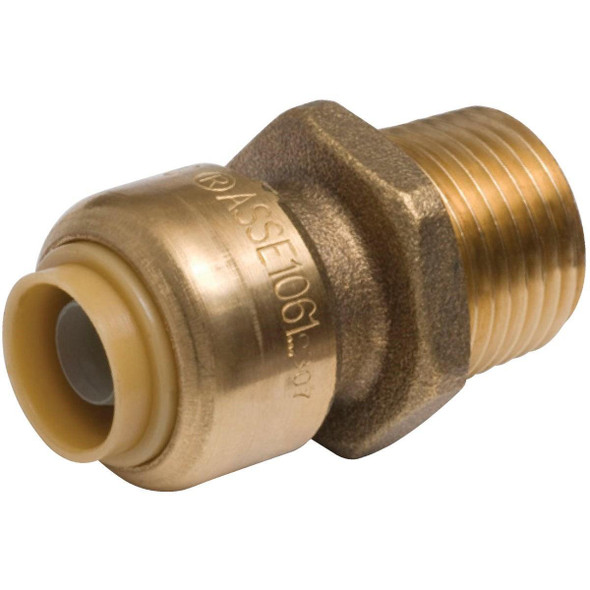 U118LFA SharkBite 3/8 In. (1/2 In. OD) x 1/2 In. MNPT Reducing Brass Push-to-Connect Male Adapter