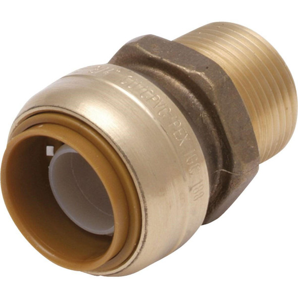 U138LFA SharkBite 3/4 In. x 1/2 In. MNPT Bullnose Brass Push-to-Connect Male Adapter