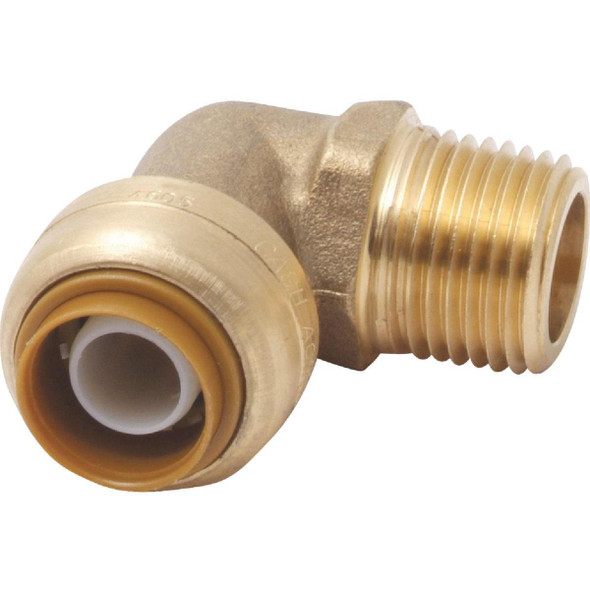 U280LFA SharkBite 1/2 In. x 1/2 In. Push-to-Connect MNPT Brass Elbow (1/4 Bend)