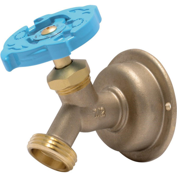 24632LF Sharkbite 1/2 In. SB x 3/4 In. MHT Multi Turn Brass No Kink 45 Degree Hose Bibb
