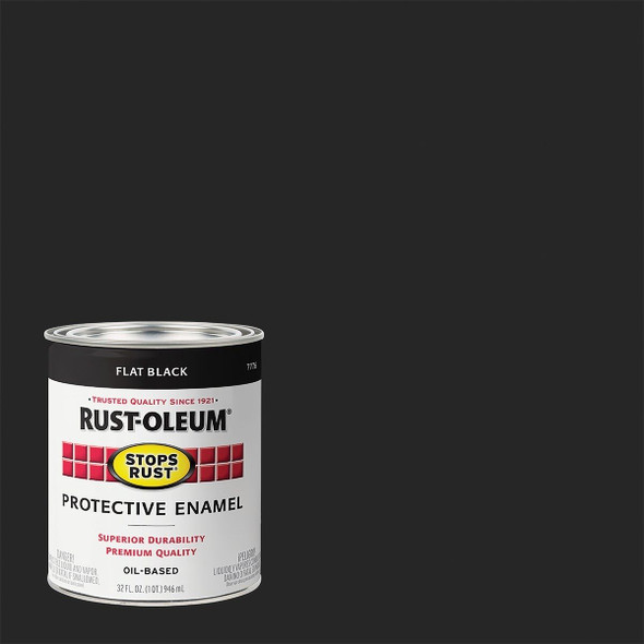 7776502 Rust-Oleum Stops Rust Oil Based Flat Protective Rust Control Enamel, Black, 1 Qt.