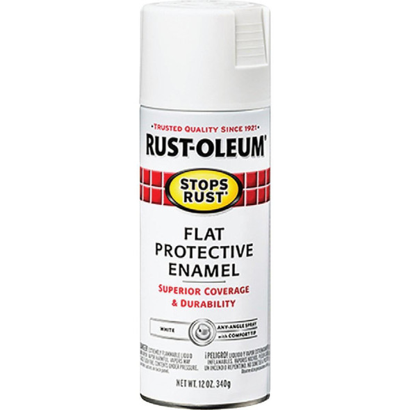 7790830 Rust-Oleum Stops Rust White Flat 12 Oz. Anti-Rust Spray Paint