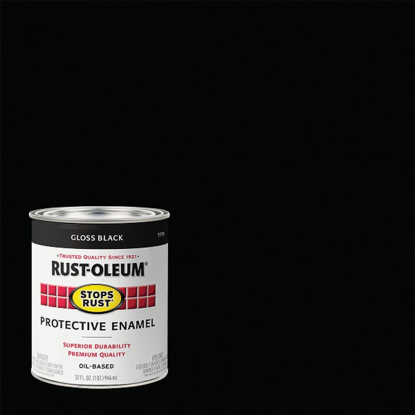 7779504 Rust-Oleum Stops Rust Oil Based Gloss Protective Rust Control Enamel, Black, 1 Qt.