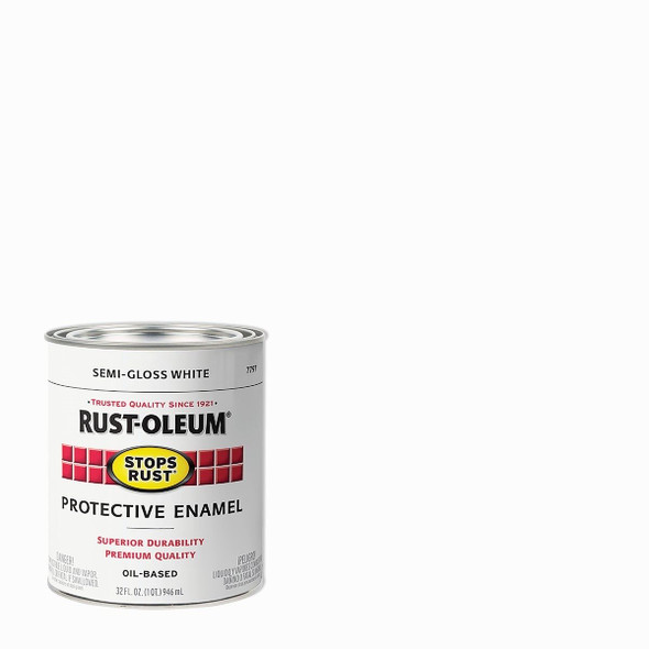 7797502 Rust-Oleum Stops Rust Oil Based Semi-Gloss Protective Rust Control Enamel, White, 1 Qt.