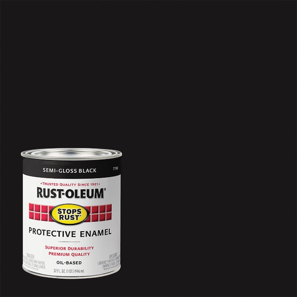 7798502 Rust-Oleum Stops Rust Oil Based Semi-Gloss Protective Rust Control Enamel, Black, 1 Qt.