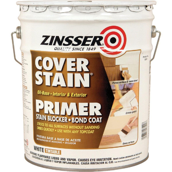 3500 Zinsser Cover-Stain Oil-Base Interior/Exterior Sealer And Stain-Killer Primer, White, 5 Gal.