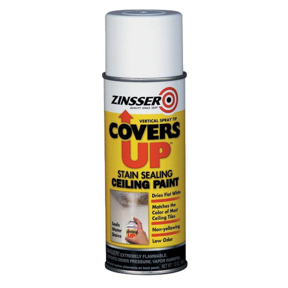 3688 Zinsser COVERS UP Stain Sealing Spray Paint Primer, White, 13 Oz.