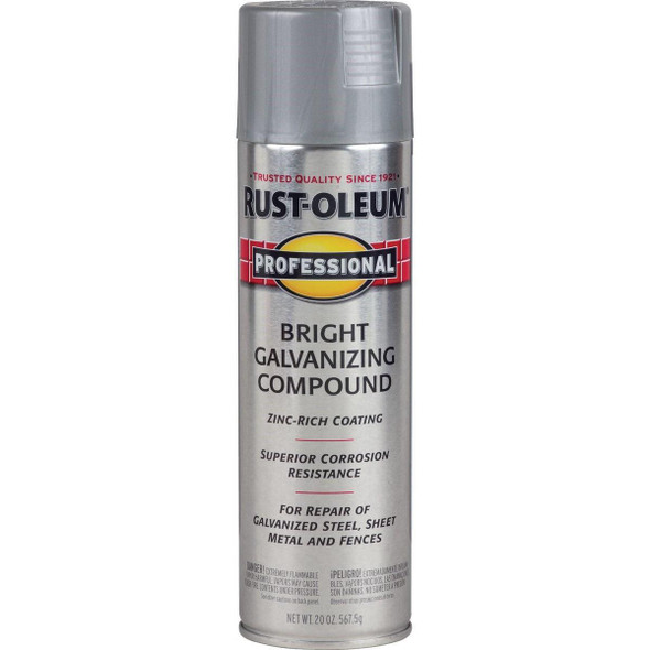 7584838 Rust-Oleum Professional 20 Oz. Flat Galvanizing Compound Spray Paint, Bright Galvanized