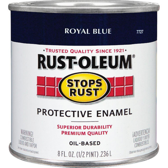 7727730 Rust-Oleum Stops Rust Oil Based Gloss Protective Rust Control Enamel, Royal Blue, 1/2 Pt.