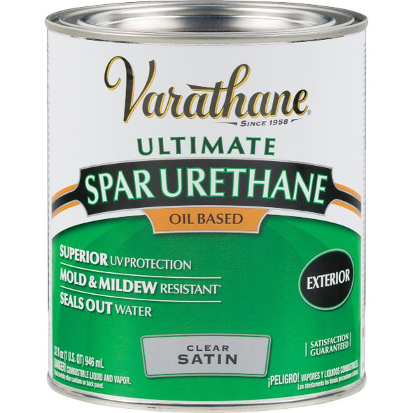 9341H Varathane Satin Clear Exterior Spar Urethane, 1 Qt.