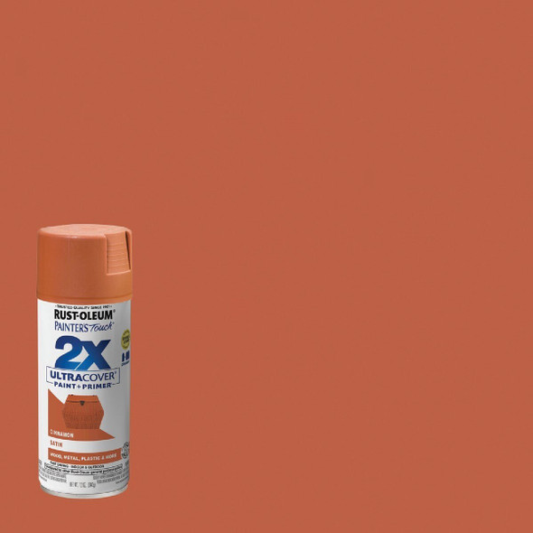 334061 Rust-Oleum Painter's Touch 2X Ultra Cover 12 Oz. Satin Paint + Primer Spray Paint, Cinnamon